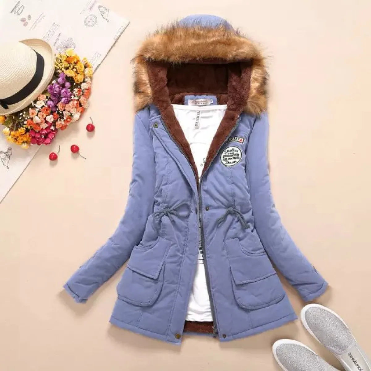 Women's Winter Cotton Jacket - Hooded Slim Fit Warm Parka