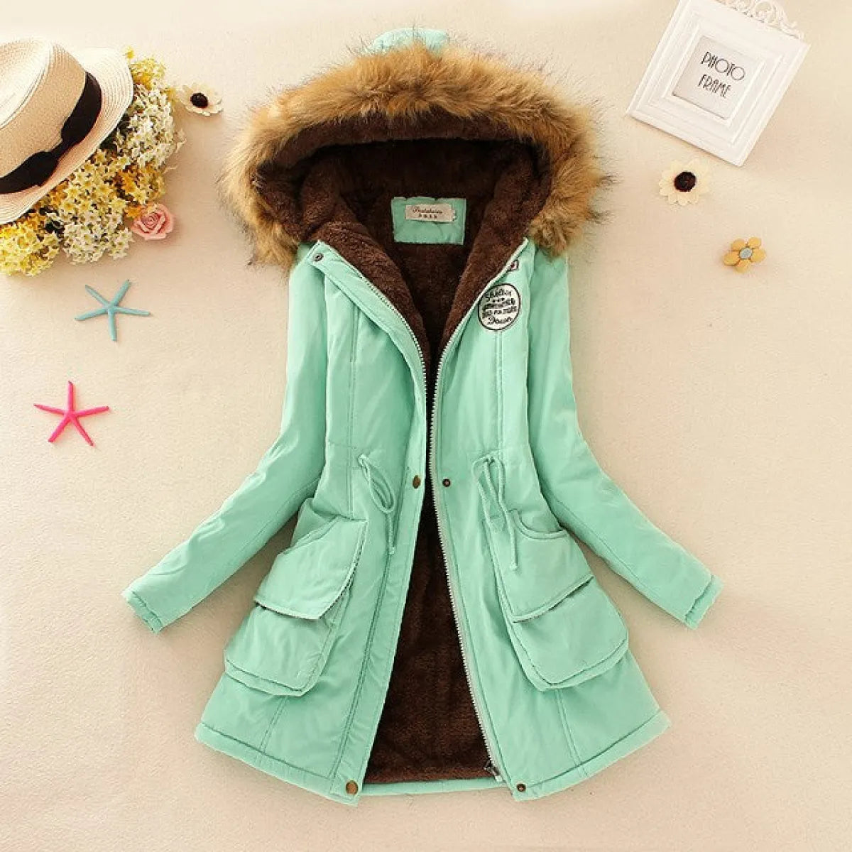 Women's Winter Cotton Jacket - Hooded Slim Fit Warm Parka