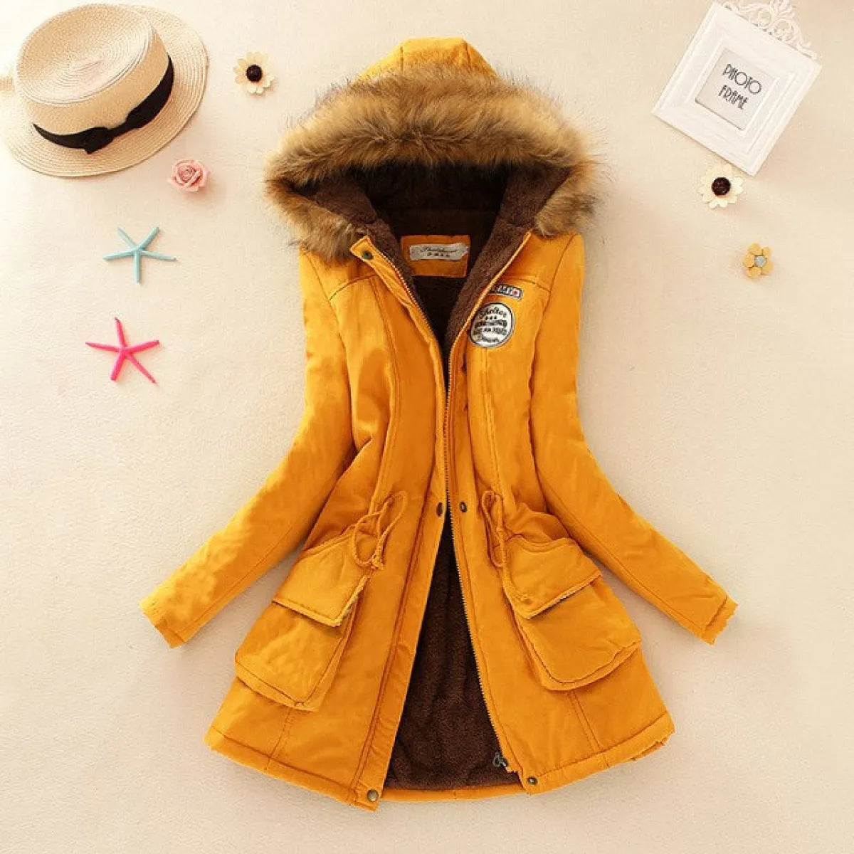 Women's Winter Cotton Jacket - Hooded Slim Fit Warm Parka