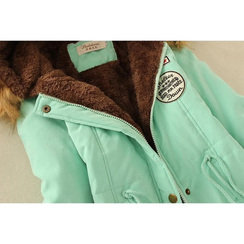 Women's Winter Cotton Jacket - Hooded Slim Fit Warm Parka