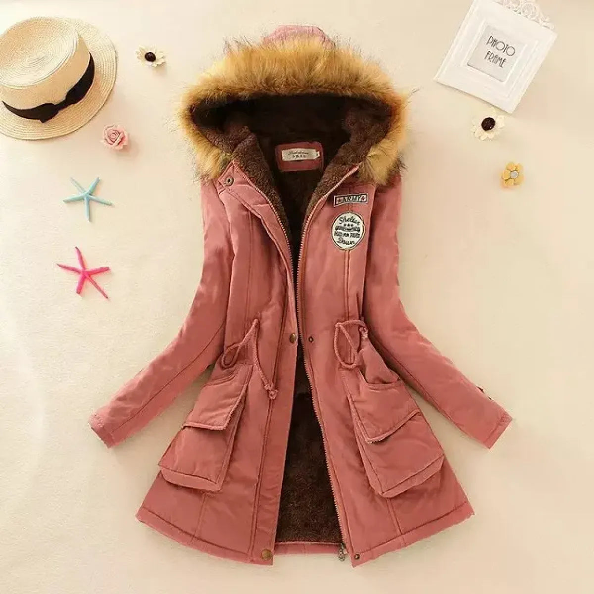 Women's Winter Cotton Jacket - Hooded Slim Fit Warm Parka