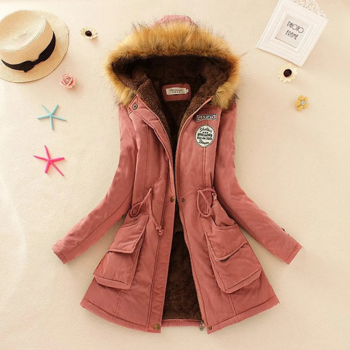 Women's Winter Cotton Jacket - Hooded Slim Fit Warm Parka