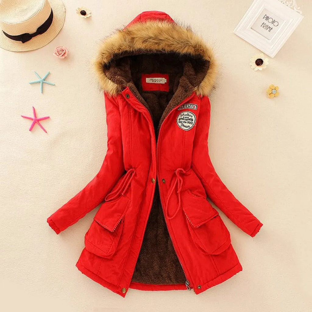 Women's Winter Cotton Jacket - Hooded Slim Fit Warm Parka