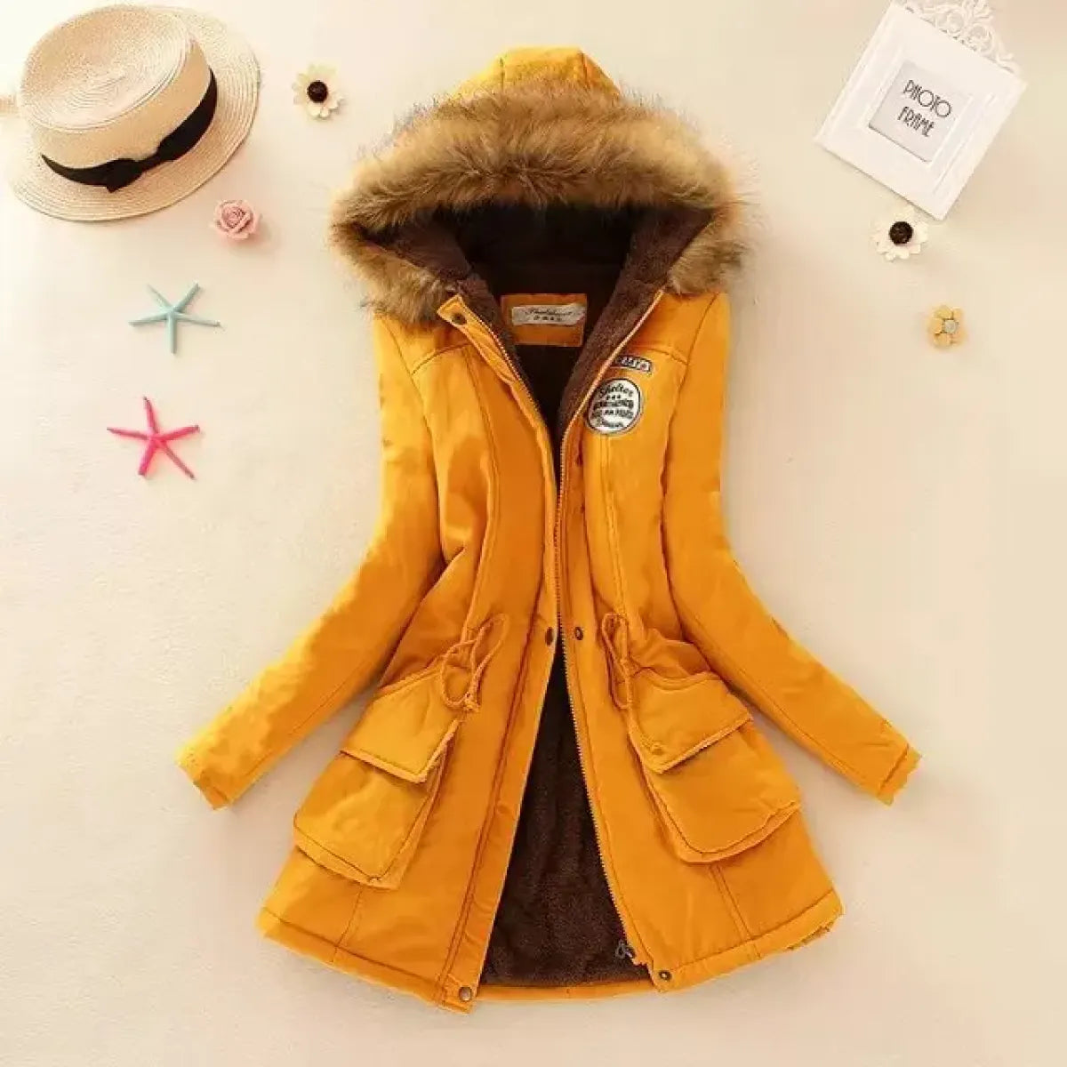 Women's Winter Cotton Jacket - Hooded Slim Fit Warm Parka